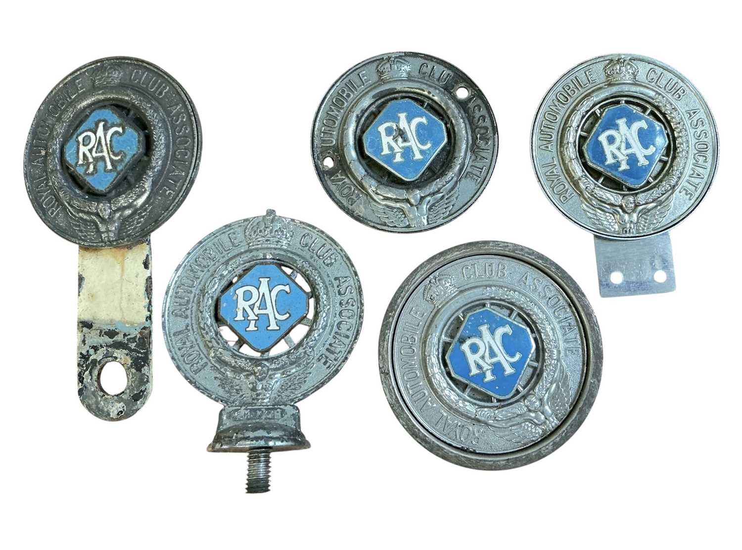 Lot 88 - Group of five Royal Automobile Club (RAC) members' badges (5)