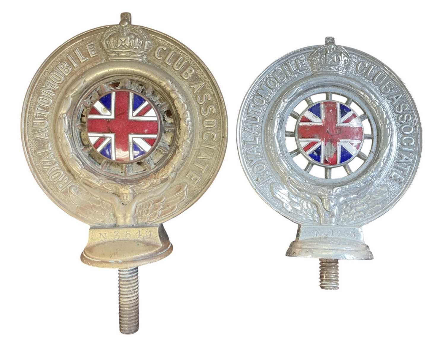 Lot 90 - Two Royal Automobile Club Associate members' badges (2)