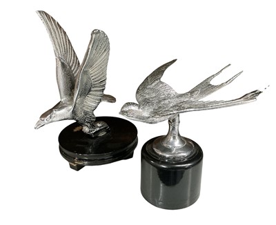 Lot 109 - Two vintage chromium plated car mascots in the form of birds, the larger 14cm in overall height (2)