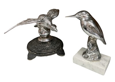 Lot 110 - Two vintage chromium plated car mascots in the form of birds, the larger 10.5cm in overall height (2)