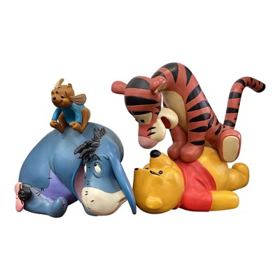 Lot 5278 - Two large Disney figurines Eeyore and Roo resin figure together with Winnie the Pooh and Tigger resin figure