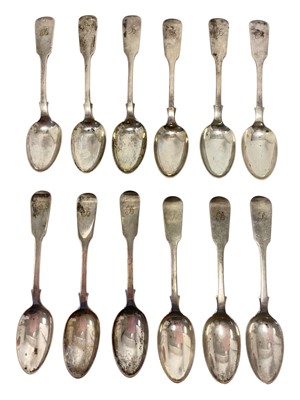 Lot 220 - Set of twelve Victorian silver teaspoons.