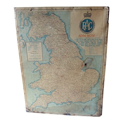 Lot 165 - 1960s RAC cardboard back foil map of the United Kingdom, as fitted to phone boxes