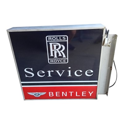 Lot 168 - Original Rolls-Royce and Bentley illuminated, double-sided dealership service sign, in working condition, circa 1980s