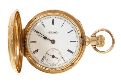 Lot Elgin 14ct gold full hunter fob watch