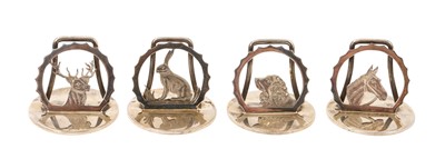 Lot 323 - Set of four silver menu holders in fitted box
