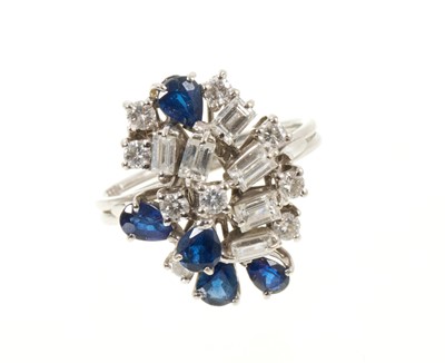 Lot Diamond and sapphire cocktail ring