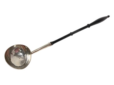 Lot 209 - George I silver toddy ladle with ebony handle, (London 1731)