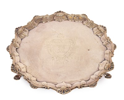Lot 234 - George III silver card tray
