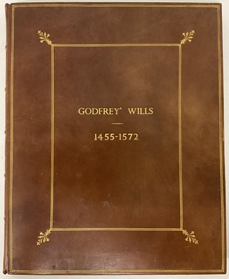 Lot 749 - Copies of Godfrey Wills in the probate registry at Canterbury, copied around 1580 by Thomas Godfrey of Lydd, with handwritten key to front listing the 18 will...
