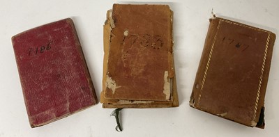 Lot 753 - Pocket diary for 1786, with inscriptions throughout and handwritten recipes to the end papers for friars balsam, Mrs Footes mince pies, recipes for a cough, orange je...