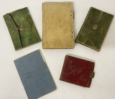 Lot 755 - Farming interest: Early 19th century pocket notebook, inscribed with notes about trees. e.g. Circumference of some trees at Heppington….other notes on silver coins, a...