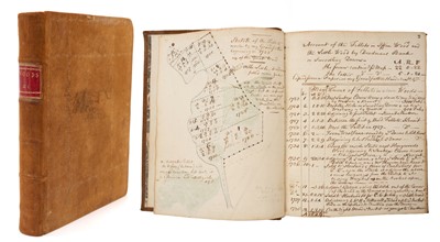Lot 757 - 19th century hand written and ornamented estate book, relating to Iffin Wood, Stockfield plantation, Catts Hill Wood and other plantations, Kent, with maps, remarks a...