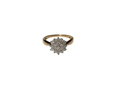 Lot 64 - Diamond cluster ring with nineteen brilliant cut diamonds, estimated to weigh 0.50cts in total, in claw setting on 18ct gold shank, size M½