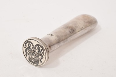 Lot 780 - Edwardian silver desk seal, the matrix engraved with the seal of Sir Bryan Godfrey-Faussett GCVO, CMG (1863-1945), 10.5cm long