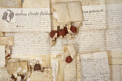 Lot 768 - Collection of 16th century documents on velum, relating to the Godfrey family of Kent, the majority with wax seals. (18)