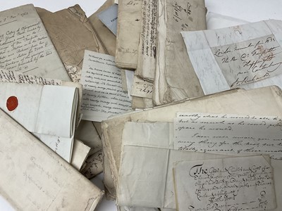 Lot 773 - Collection of documents and letters, many relating to the Godfrey Faussett family, 19th century and earlier, including Bryan Faussett document relating to his father's estate and others