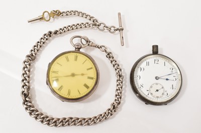 Lot 515 - Victorian silver pocket watch on chain together with one other (2)