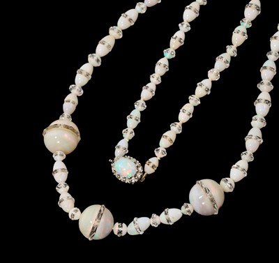 Lot 413 - 1920s opal bead necklace and matching bracelet