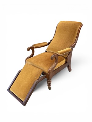 Lot Good William IV rosewood reclining library armchair stamped to frame, patent no. 668 'Winters' Gerrard St. Soho