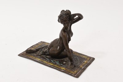 Lot 806 - Early 20th century Austrian cold painted bronze sculpture by Franz Bergman, in the form of a nude on a rug