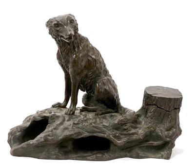 Lot Late 19th century bronze novelty inkwell, in the form of a fox and his den