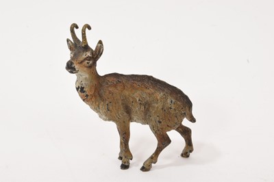 Lot 820 - Early 20th century Austrian cold painted bronze sculpture in the form of a chamois, 7cm high. Provenance: Purchased John Lock antiques, 2019 for £160