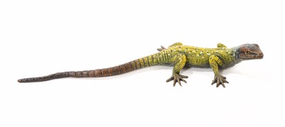Lot Early 20th century Austrian cold painted bronze sculpture by Franz Bergman, in the form of a lizard, signed with Bergman monogram in amphora vase and stamped Austria, 14cm long. Provenance: Purc...
