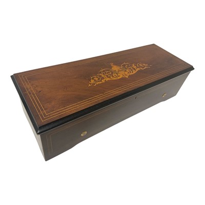 Lot 829 - Late 19th century Swiss music box by Nicole Freres, in inlaid mahogany case