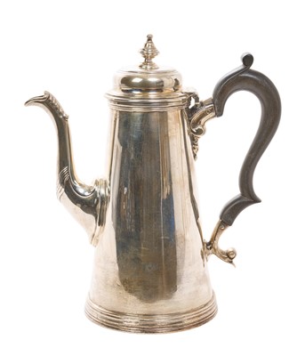 Lot 230 - Silver coffee pot with ebonised handle