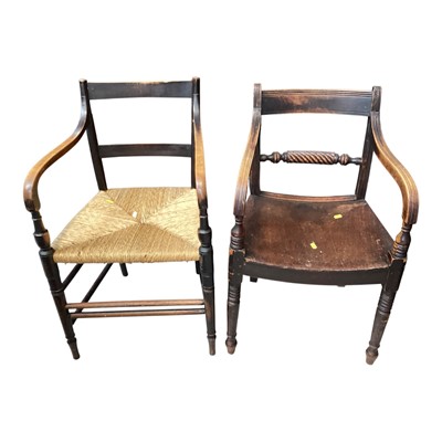 Lot 5419 - Regency mahogany elbow chair and a 19th century cane seat chair