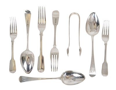 Lot 246 - Group of Georgian and Victorian silver flatware