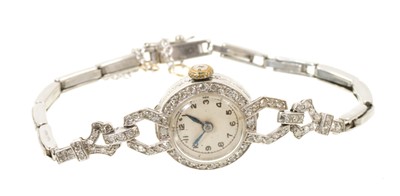 Lot 507 - Art Deco platinum and diamond cocktail watch