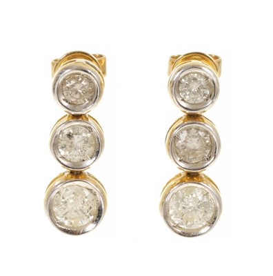 Lot 450 - Pair of diamond drop earrings