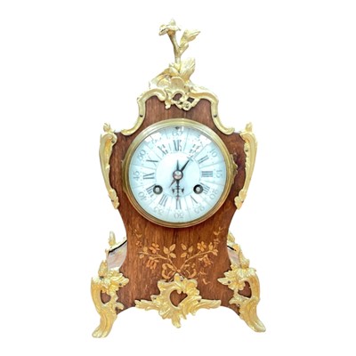 Lot 671 - Early 20th century French rosewood and gilt metal mantel clock