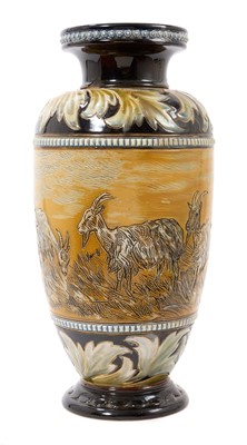 Lot 130 - Hannah Barlow for Doulton sgraffito vase decorated with goats