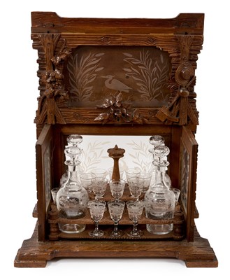 Lot Good 19th century Black Forest decanter box