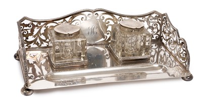 Lot 263 - Silver inkstand