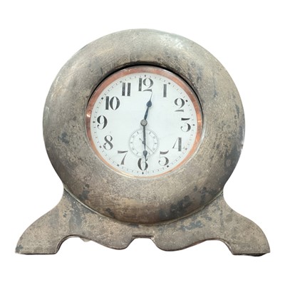 Lot 654 - Edwardian Silver cased super-sized Goliath travelling / bedside clock