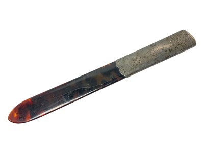 Lot 280 - Silver and tortoiseshell paper knife