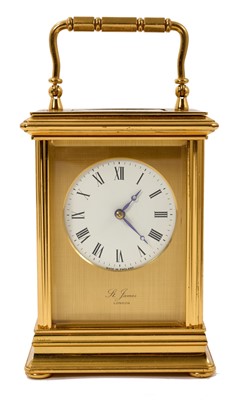 Lot 652 - English gilt brass carriage clock striking on bell