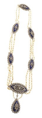 Lot Antique diamond, enamel and pearl necklace