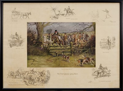 Lot *Snaffles, Charles Johnson Payne (1884-1967) signed print - The Staff College Drag Hunt, with Snaffles blindstamp, 55cm x 75cm, in glazed frame