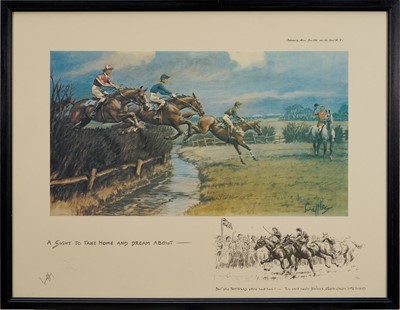 Lot *Snaffles, Charles Johnson Payne (1884-1967) signed print - A Sight to take Home and Dream About, with Snaffles blindstamp, published by Messrs Fores, 50cm x 65cm, in glazed frame