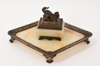 Lot 732 - Early 20th century onyx and brass inkstand