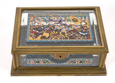 Lot 716 - French Art Deco gilt metal mounted glass box