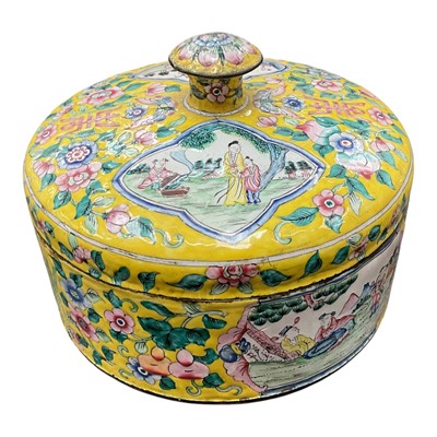Lot 717 - Chinese Canton enamel round box and cover