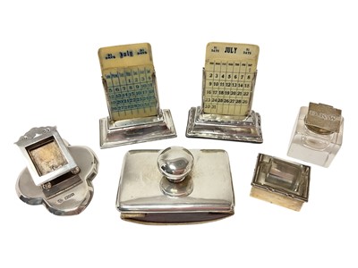Lot 272 - Group of early 20th century silver mounted desk accessories