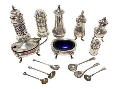 Lot 273 - Group of miscellaneous twentieth century silver condiments and spoons (various dates and makers)