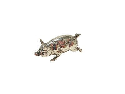 Lot 286 - Early 20th century Continental silver box, modelled in the form of a running pig